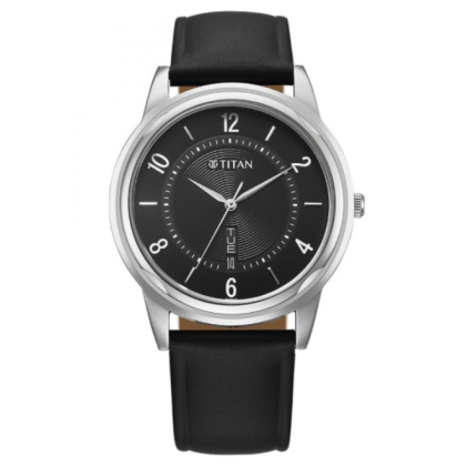Titan Karishma Zing 1638SL03 Black Dial Leather Strap Men Watch            